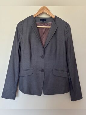 Gap Gray Collarless Blazer Size 2 Minimalist Jacket